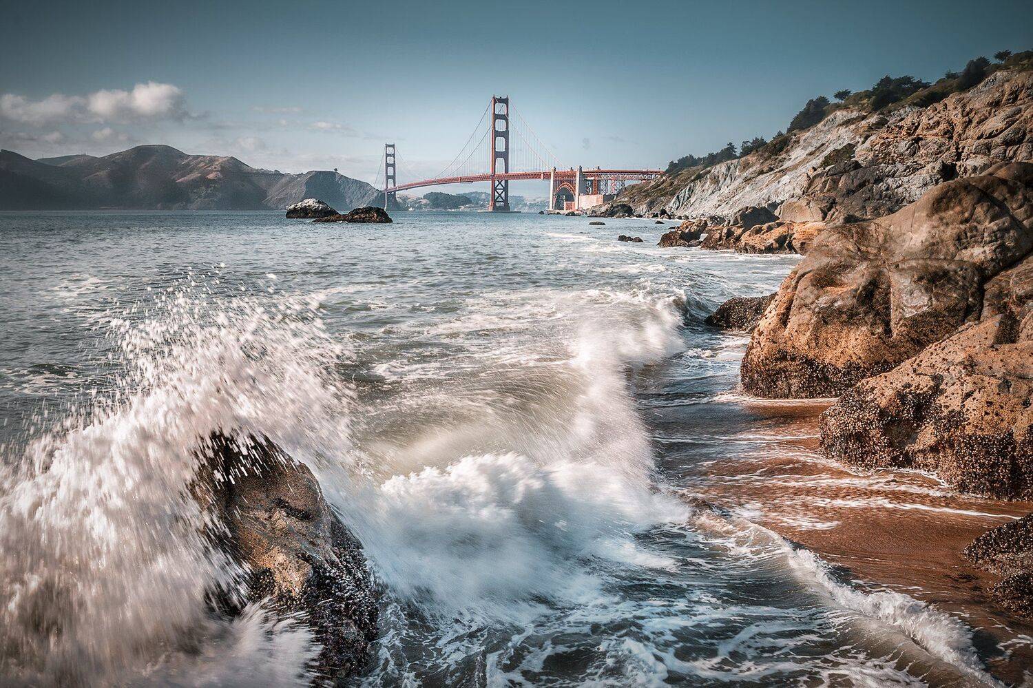 san-francisco, тихий океан, golden gate, мост, брызги, волна,, Андрей Огнев