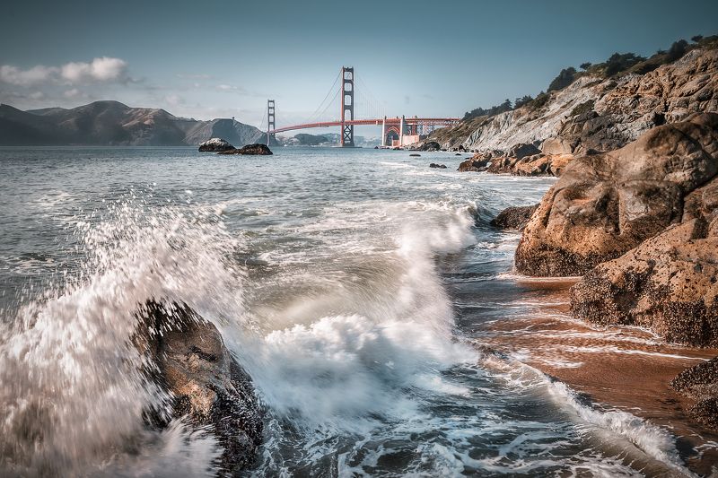 san-francisco, тихий океан, golden gate, мост, брызги, волна, *Frisco* фото превью