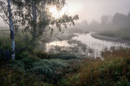 Деревня, холодное утро