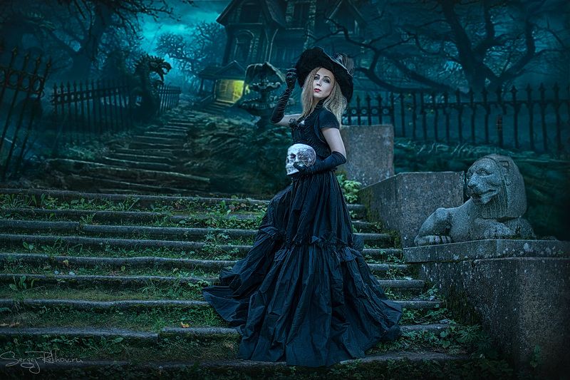 фэнтази, тёмный, усадьба, девушка, рехов, сергейрехов, rekhov, sergejrekhov Тёмная романтика фото превью