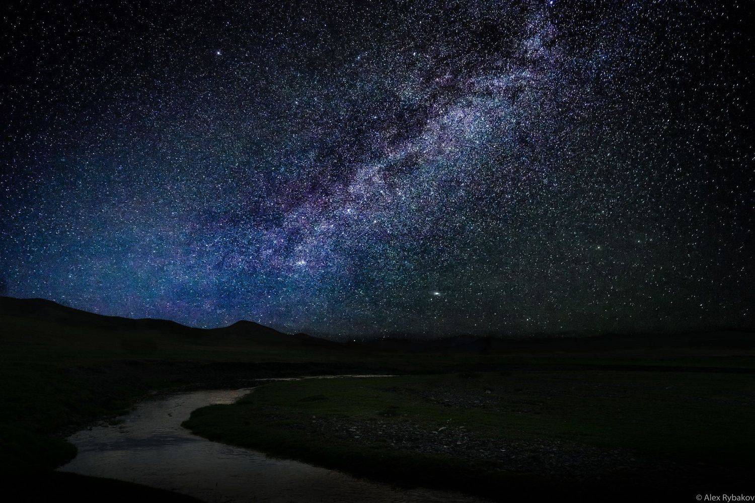 ночь, монголия, млечный путь, звезды, Александр Рыбаков