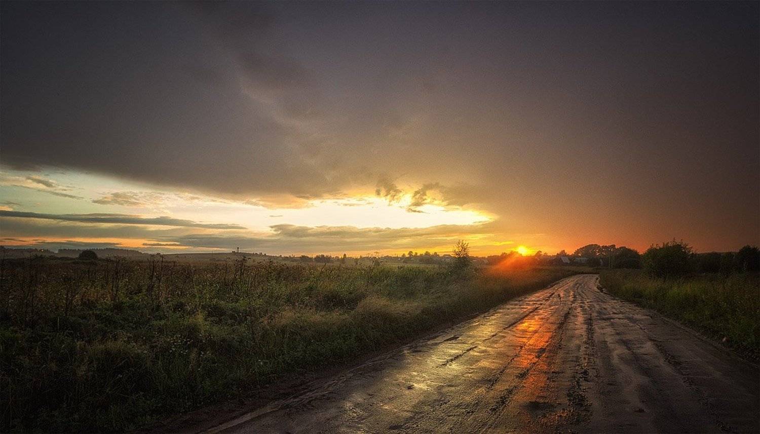 закат, лето, река, небо, облака, отражение, солнце, Пушкарев Николай