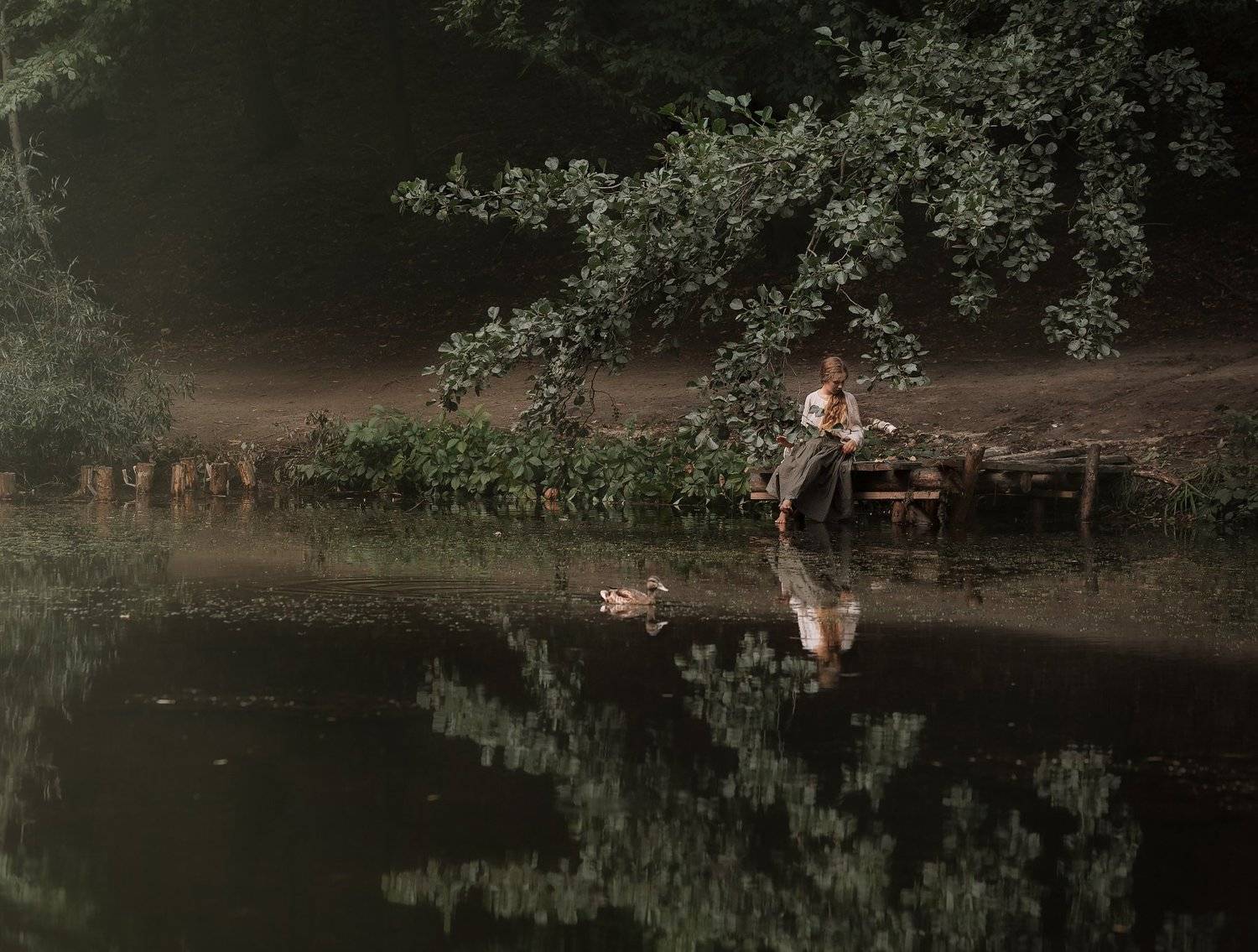 девушка река утка туман, Иванна Климшина