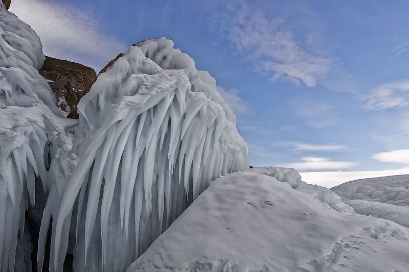 байкал, озеро, вода, снег, лёд, скалы, сукой, ольхон, грот Байкальские льды. фото превью