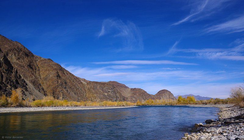 монголия, река, ховд, осень, монгольский алтай Ховд. Начало октября. фото превью