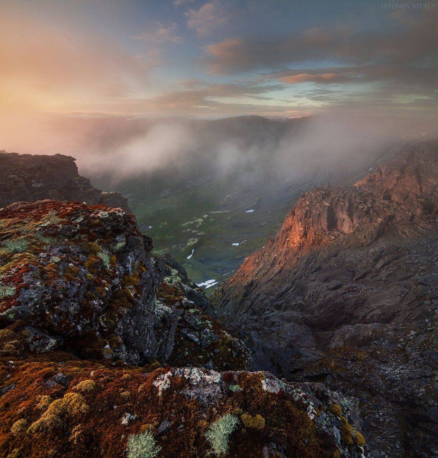 пейзаж,хибины,закат,небо,панорама,горы,свет,лето,перспектива,туман,небо, Виталий Истомин