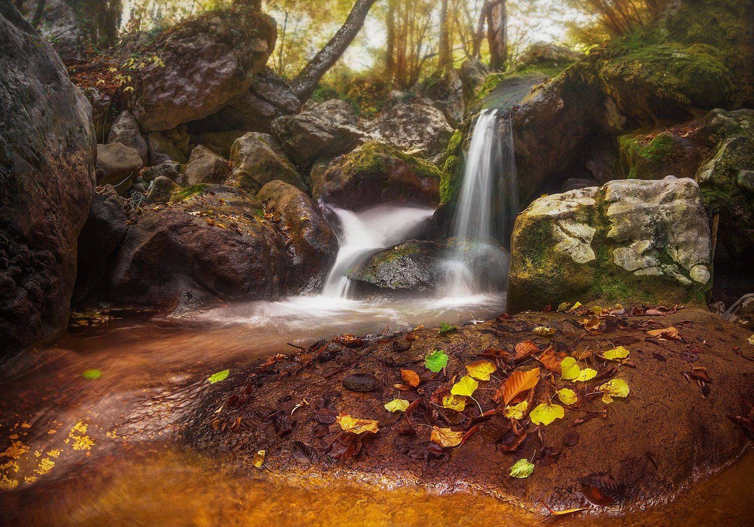 водопад, крым, лес, осень, большой каньон, Макс