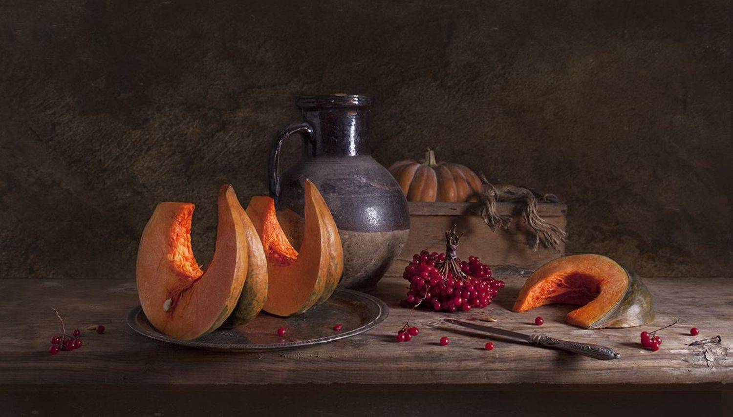 натюрморт,still life, тыква, калина, pumpkin, Евгений Корниенко