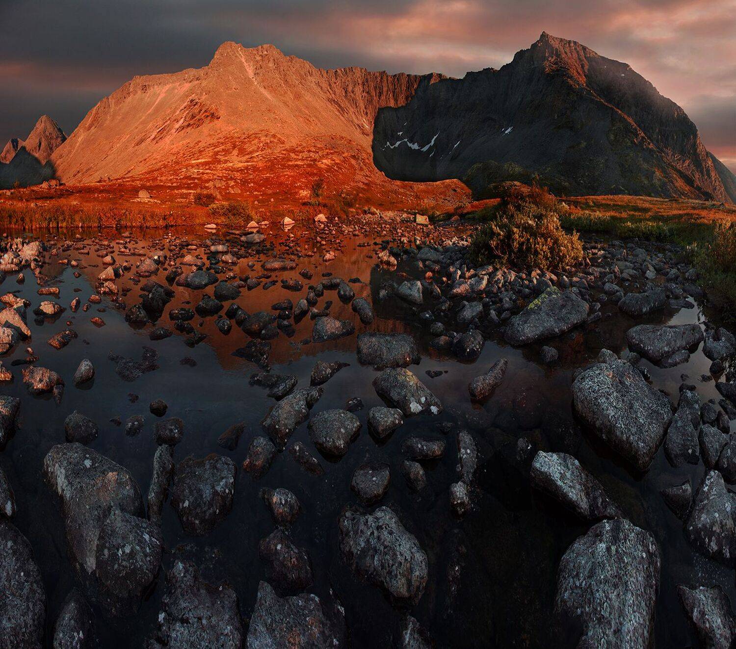 хребет, тахтарвумчорр, хибины, мурманская, область, панорама, закат, Петр Косых