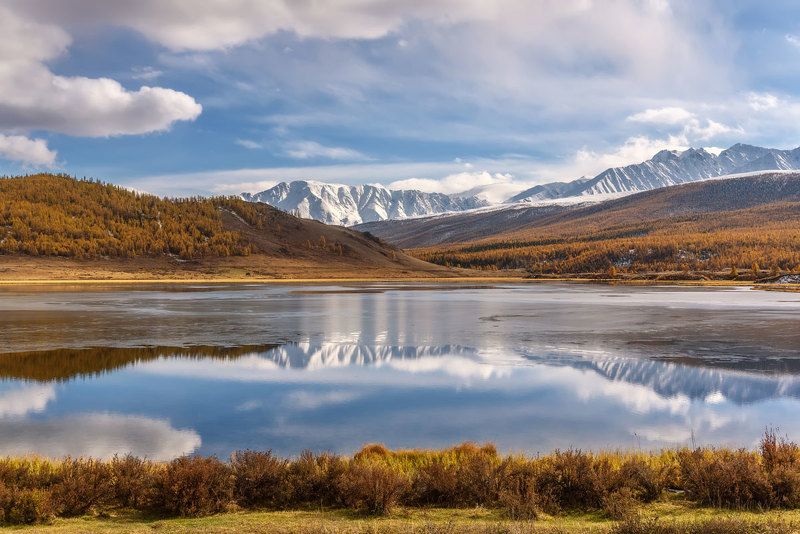 озеро, лед, вода, осень, горы, алтай, счх, lake, ice, water, autumn, mountains, altai Первый лед... фото превью