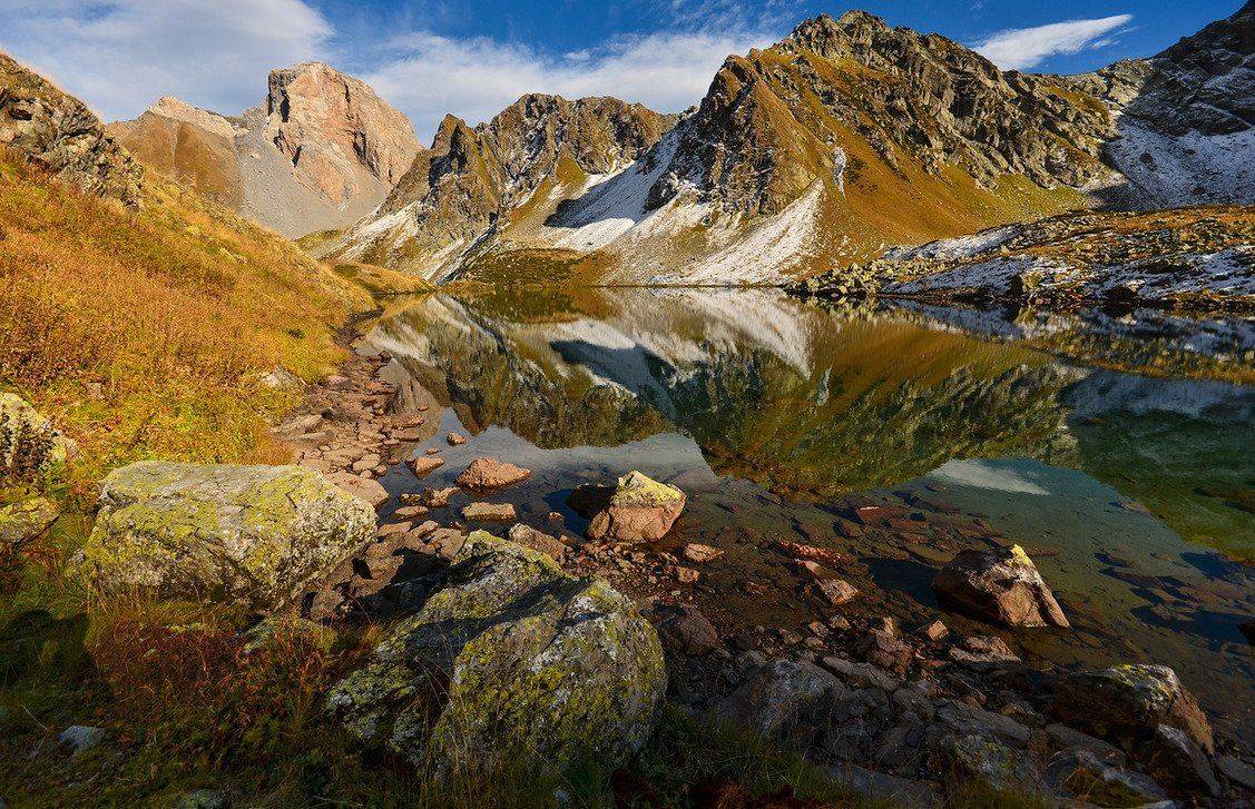 горы, озеро, осень, отражения, Елена Шевченко