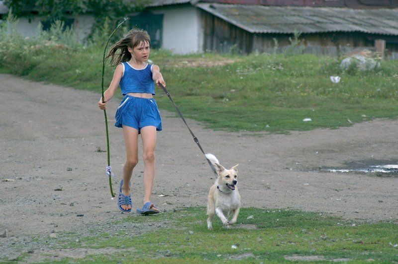 девочка, собачка  фото превью