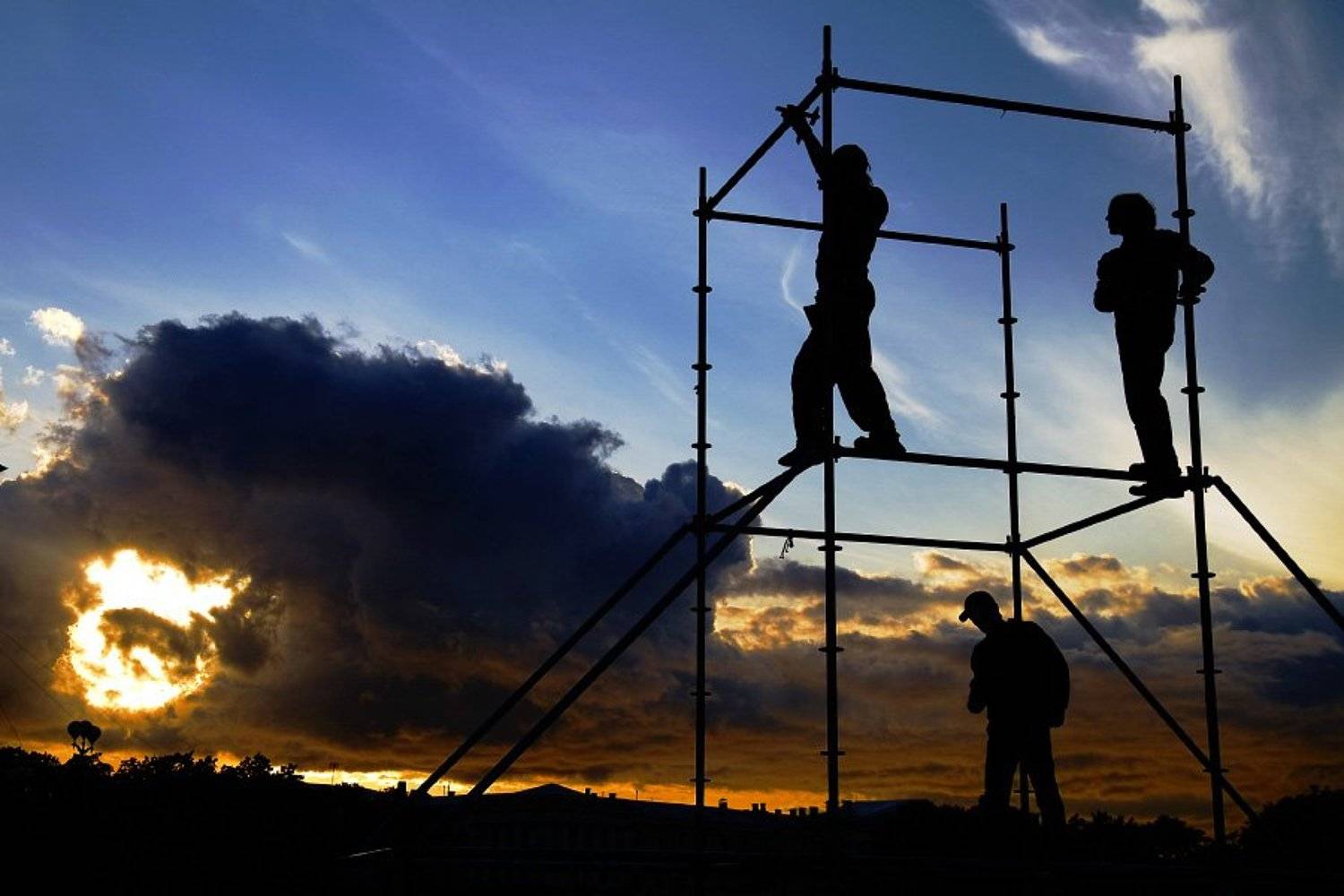 закат, рабочие, монтаж, Dankost