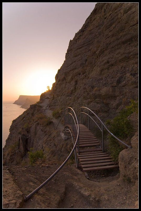 крым, море, лето, закат, пейзаж, горы, тропа  фото превью