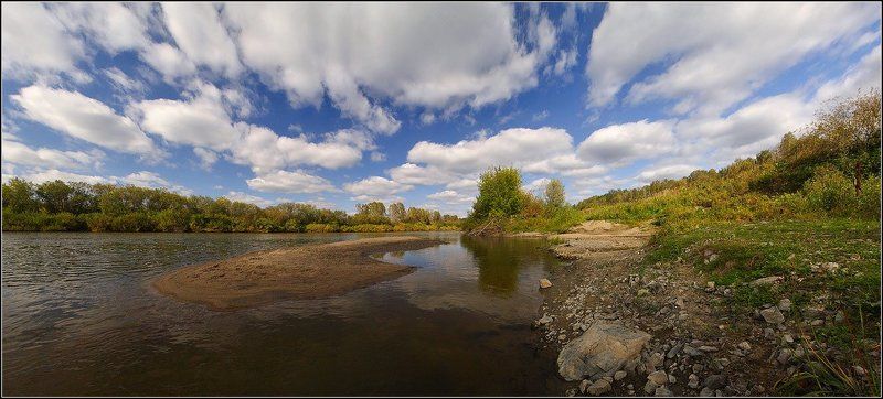 нсо, река, иня, облака, осень, аня графова Осень \