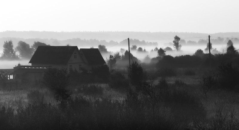 Осеннее утро в деревне фото превью
