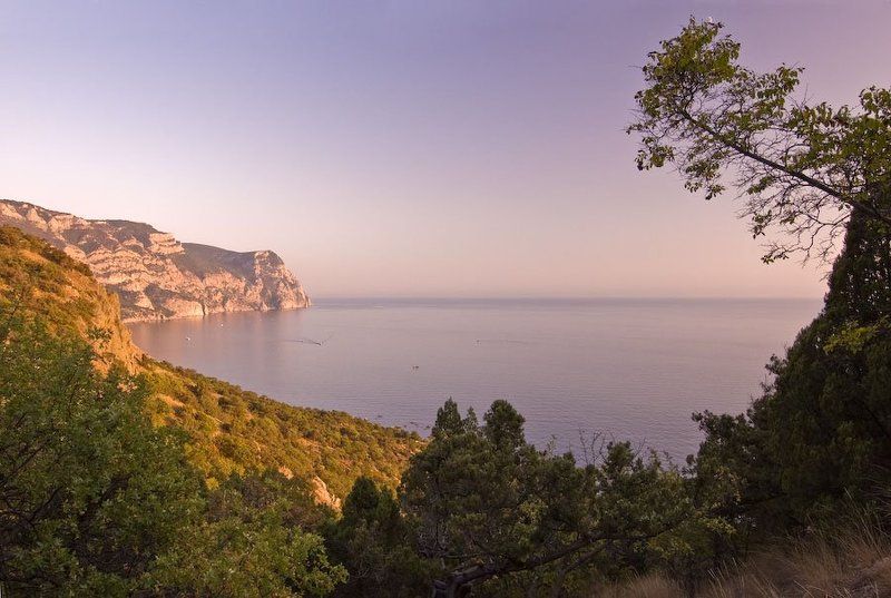 крым, море, лето, закат, пейзаж, горы  фото превью