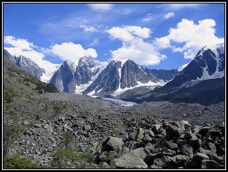 алтай, горы, камни, ледник, облака ...вершины, покрытые льдом... фото превью