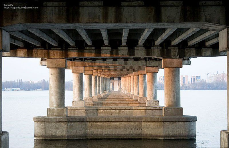 город, мост, река, днепр Под мостом №1 фото превью