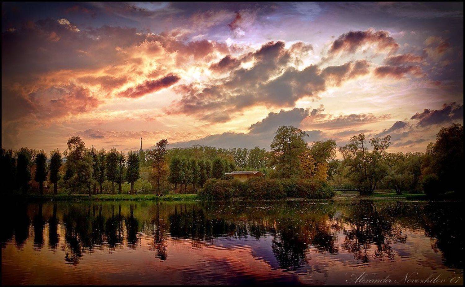 парк победы, закат, вечер, пейзаж, Alexander Novozhilov
