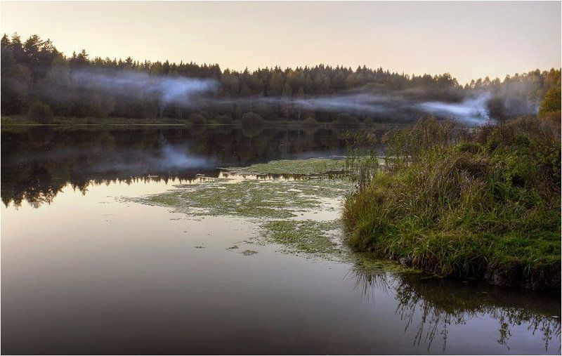 рыбалка, озеро, дым Рыбачки дымят фото превью