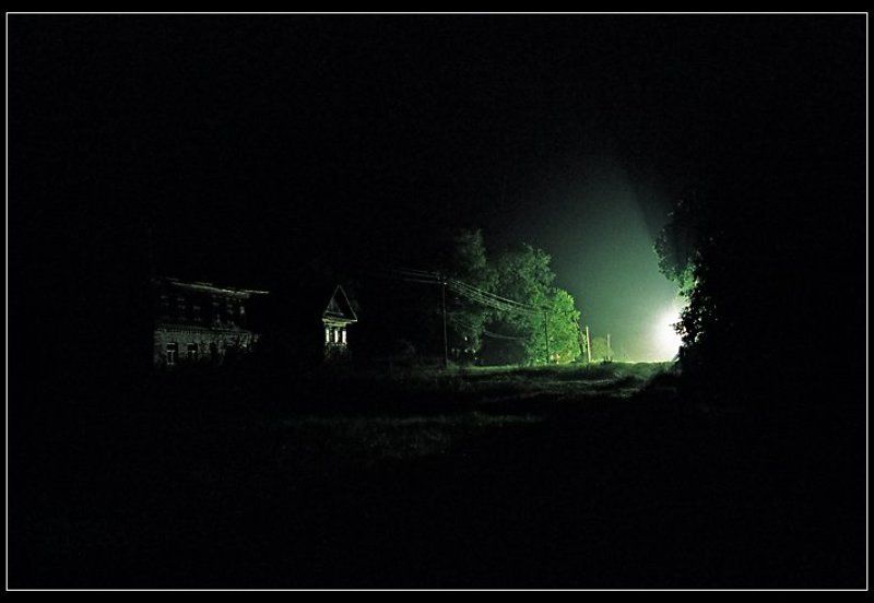 деревня, свет, фонарь, дома, ночь Однажды в деревне... фото превью