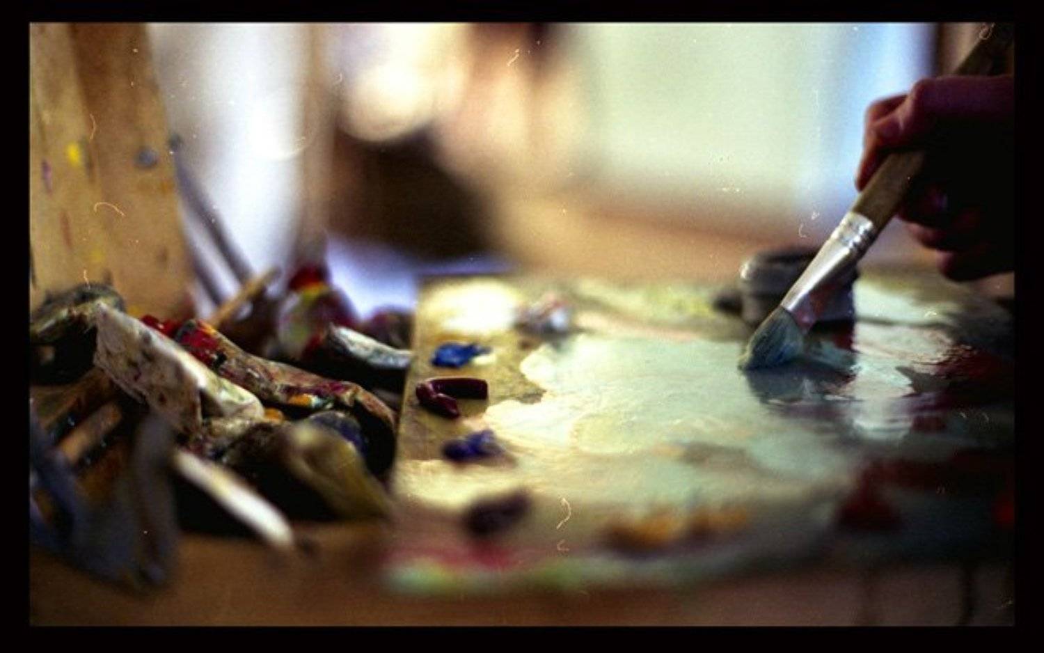 краски, масло, художник, палитра, кисть, рука, Гильза