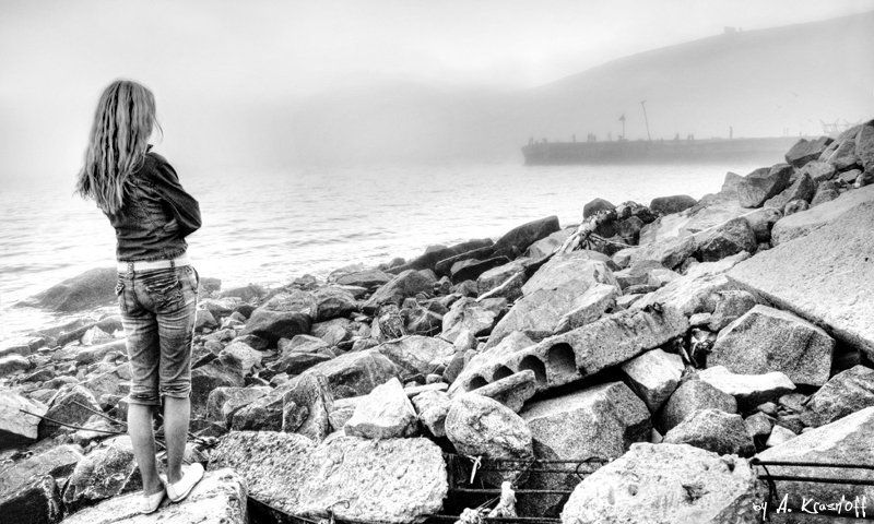 одиночество, печаль, грусть, ожидание, solitude, море, девушка, туман об одиночестве... фото превью