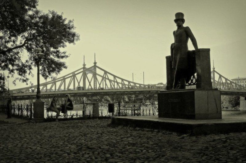 тверь, город, памятник, пушкин, сепия Тверь - малая Родина фото превью