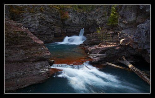 St.Mary Waterfalls. Glacier National Park.