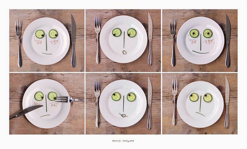 натюрморт, тарелки, огурцы, эмоции, лица соседи фото превью