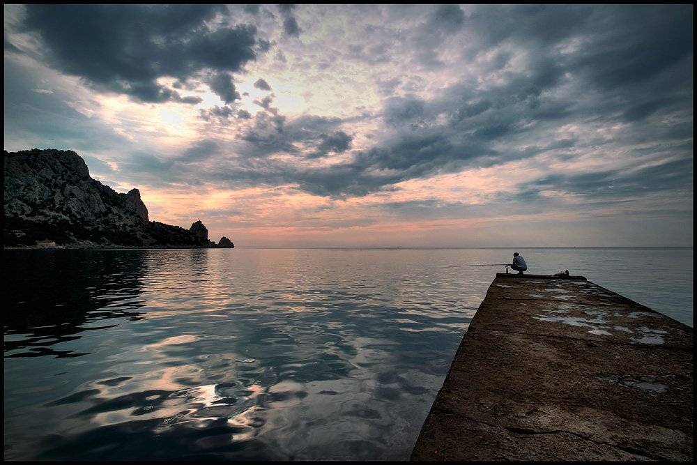 крым,	 море. утро, рыбак, Петриченко Валерий
