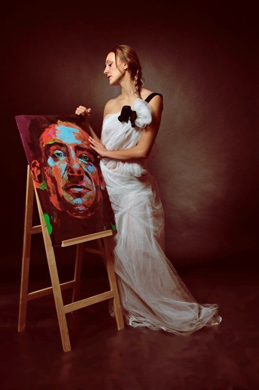 девушка, мольберт, портрет, мужчины, художник, francoise, nielly *** фото превью