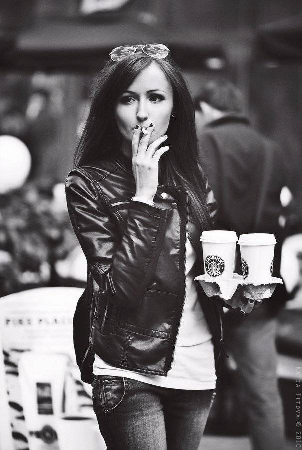 девушка, портрет, кофе, сигарета, Katia KaiTea Titova