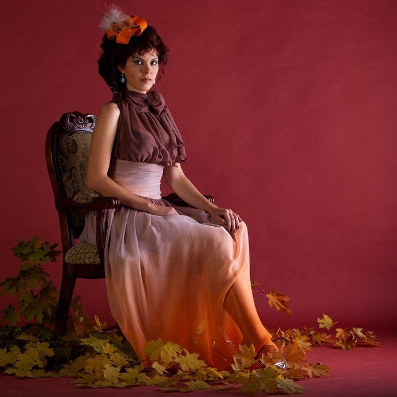 портрет, девушка, листья Осень фото превью