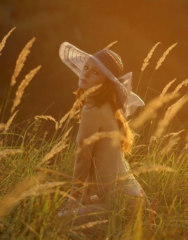 закат, девушка, природа, ню, На закате... фото превью