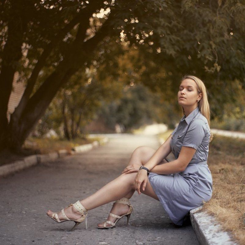 портрет, девушка, закат, пленка, сф, 6x6 - фото превью