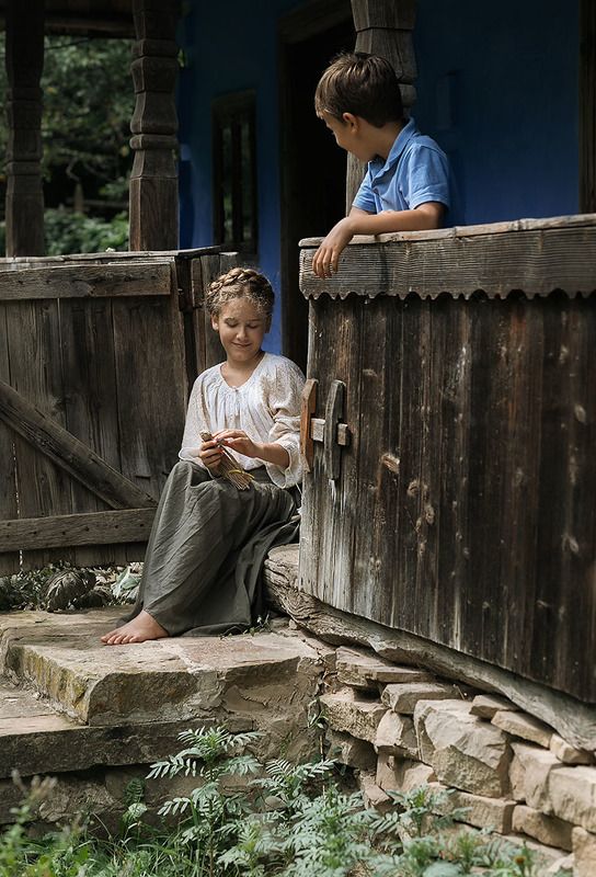 дети деревня народный стиль  фото превью