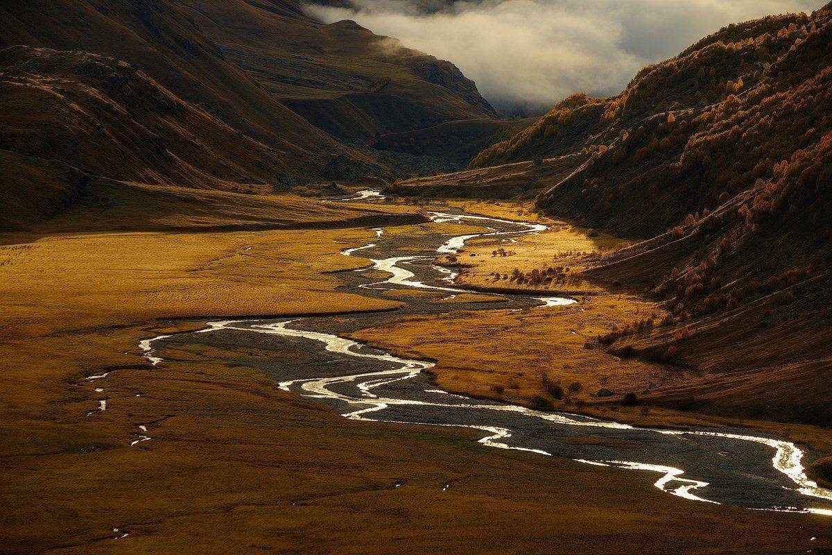 россия, кавказ, северная осетия, дигория, пейзаж, природа, ущелье, горы, хребет, рассвет, болото, река, Оборотов Алексей