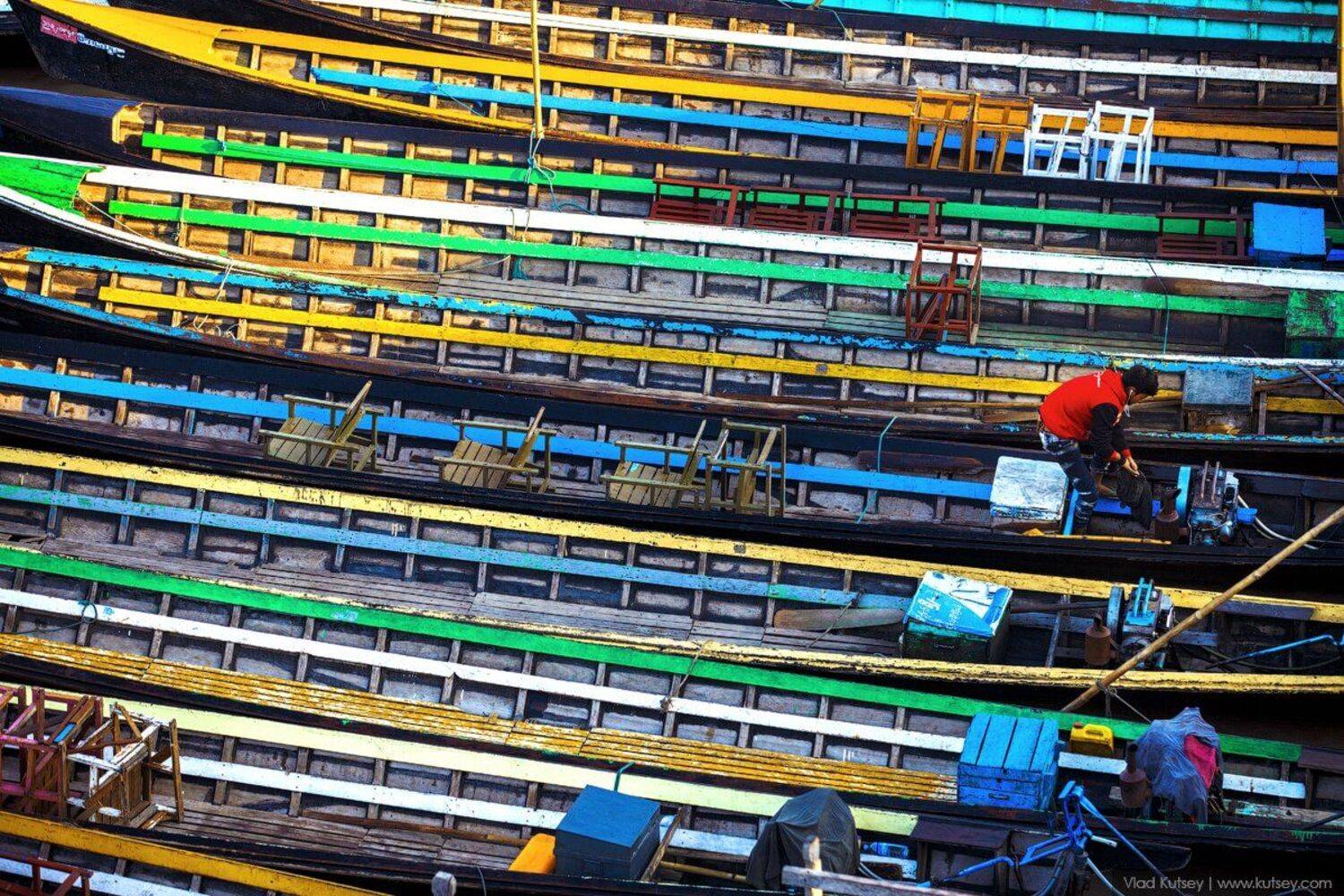 озеро, инле, бирма, мьянма, лодки, цвета, утро, Владимир Куцый (Vlad Kutsey)