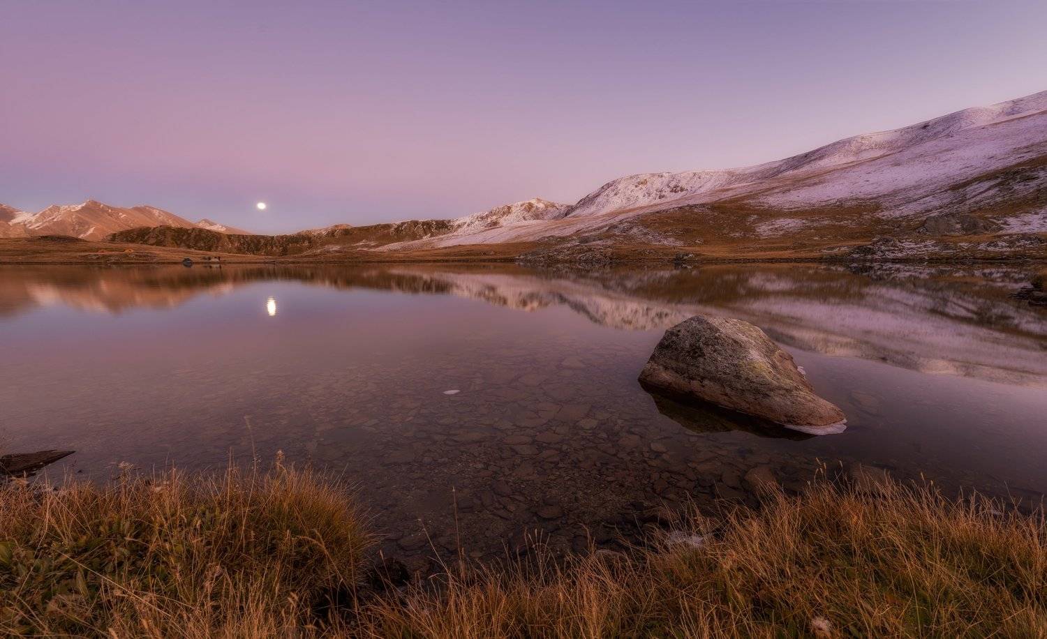 вечер, озеро, пхия, луна, осень, кчр, октябрь хребет ацгара, ФЁДОР