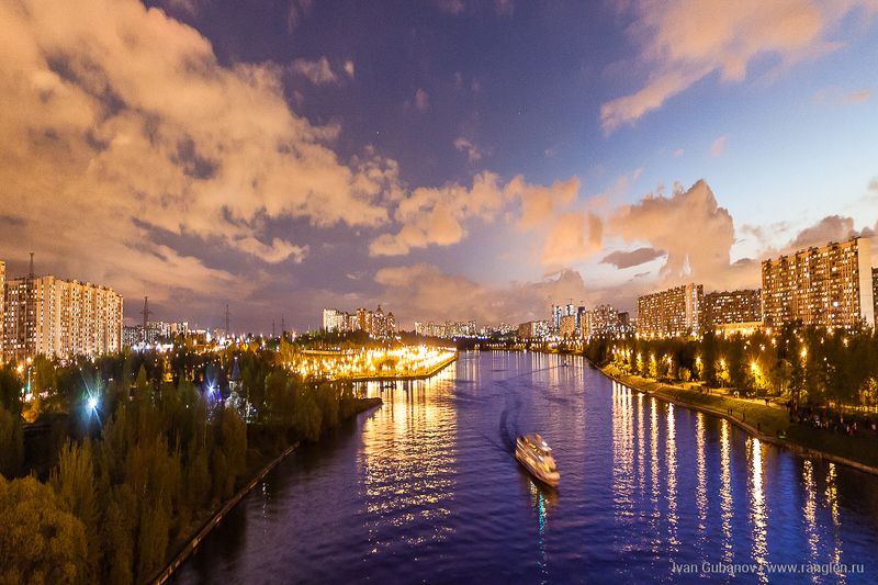 река, пейзаж, москва, братеево, теплоход, вечер Москва-река фото превью