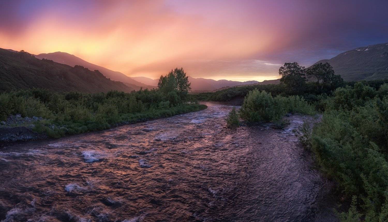 камчатка, закат, река, цвета, Евгений Егорейченков