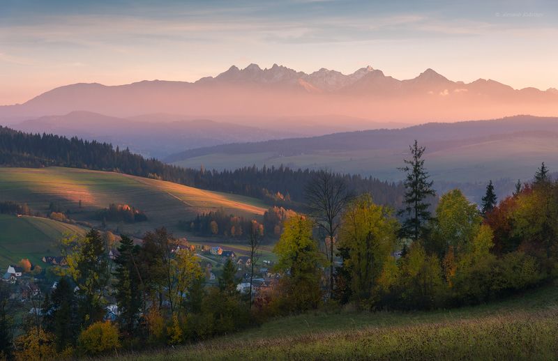 пейзаж, закат, татры Осенний вечер в Татрах... фото превью