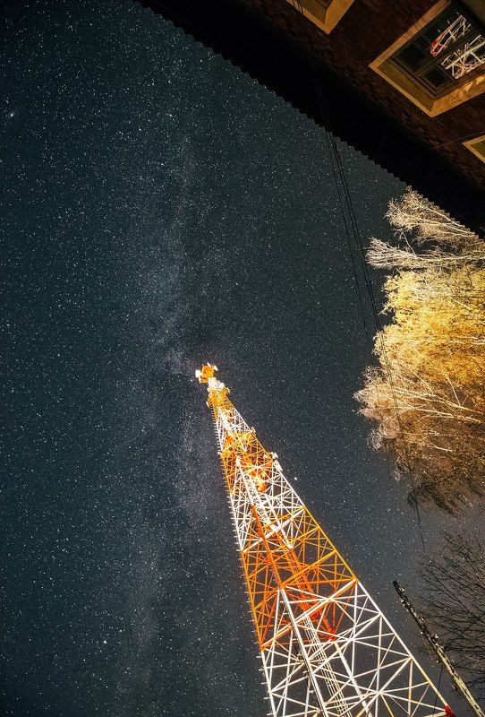 ельня, смоленская область, небо, млечный путь, звезды, ночь, осень Над крышей дома моего фото превью