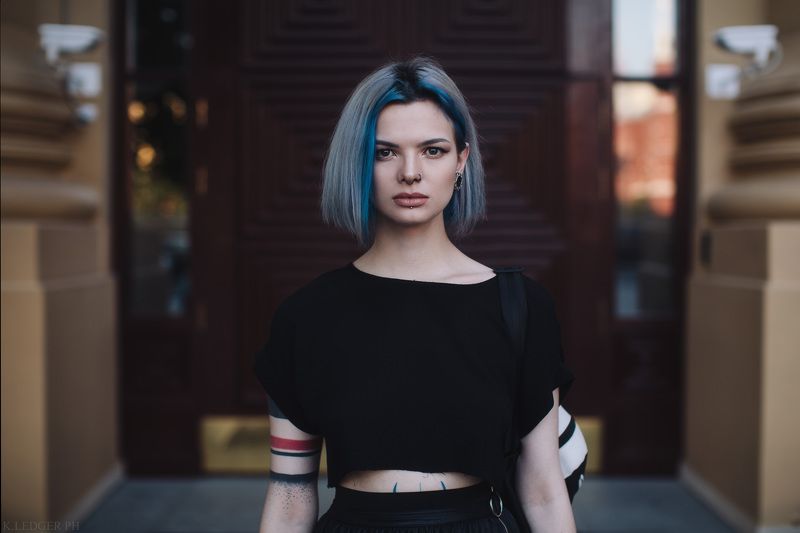 girl blue tattoo piercing Yami фото превью