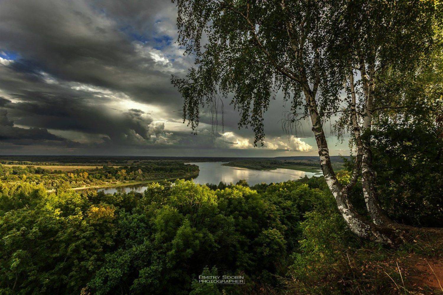 природа, пейзаж, лето, береза, река, небо, облака, landscape, nature, sky, riwer, clouds, гроза, тучи, солнце, Дмитрий Сдобин