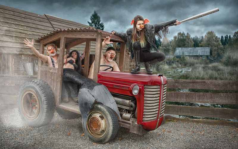 деревня, трактор, трэш, село, русская глубинка, рехов, сергейрехов, rekhov, sergejrekhov Едем, едем в соседнее село... фото превью