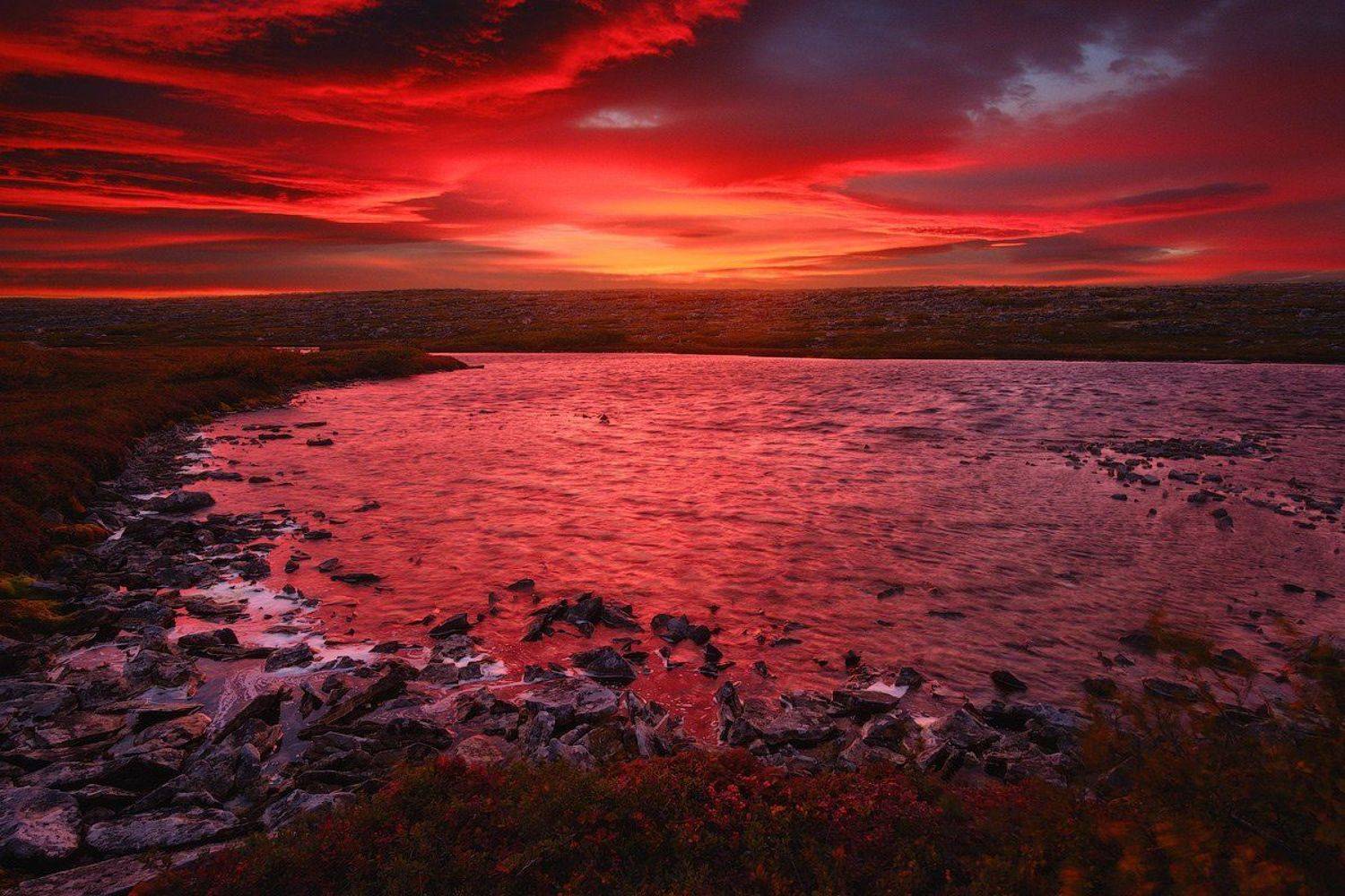 россия, кольский полуостров, север, рыбачий, природа, пейзаж, осень, море, рассвет, сумерки, вода, озеро, Оборотов Алексей