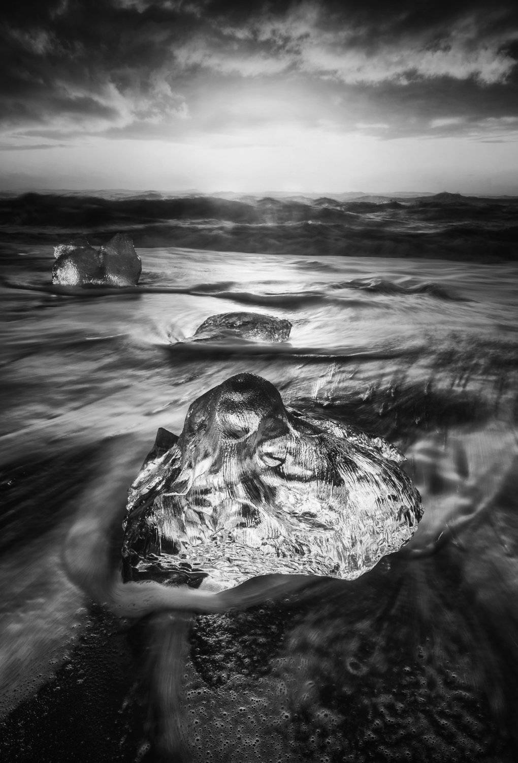 landscape, iceland, nature, ocean, black&white, ice, travel, diamondbeach, Genadi Dochev